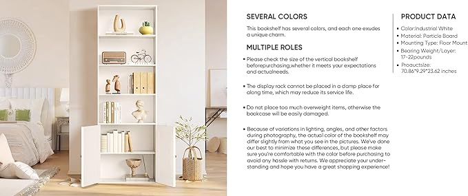 Bookshelf, 6-Tier Floor Bookcase
