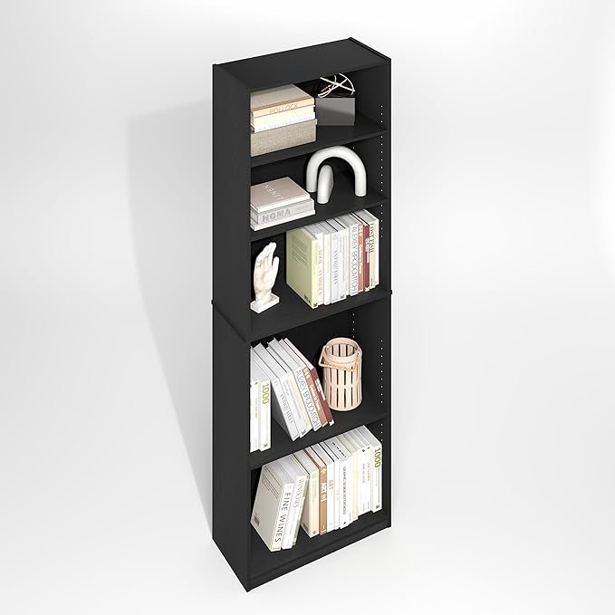 Furinno Jaya Simply Book Shelf, 5-Tier Bookshelf, Bookcase