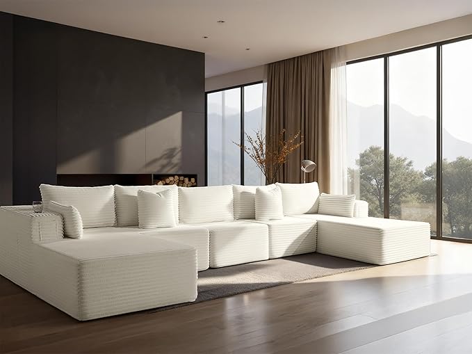 168" Cloud Sectional Couch, Comfort U Shaped Sofa