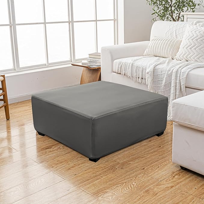 Super Stretch 40x40x15 inch Square Ottoman Cover- Soft Form Fit Ottoman Cover