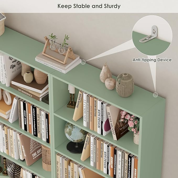 FOTOSOK 6-Tier Open Bookcase and Bookshelf Set of 2, Freestanding Display