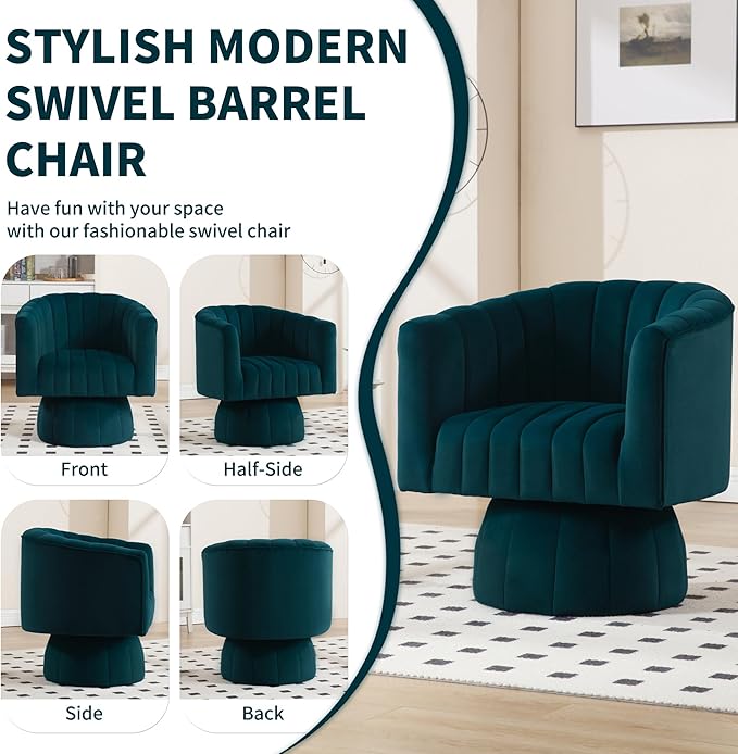 Swivel Accent Barrel Chair Set of 2- Cute Comfy Small Round 360° Arm Chair