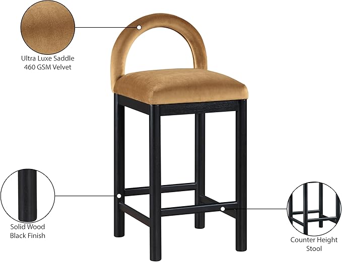 Meridian Furniture 11035Saddle-C Conrad Collection Art Deco Counter Stool