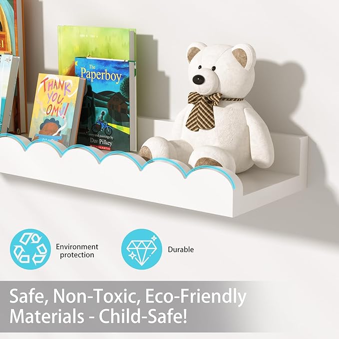 White Scalloped Nursery Shelves