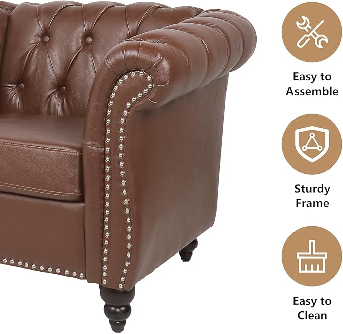 Mid-Century Sofa Chair, Faux Leather Accent Chair