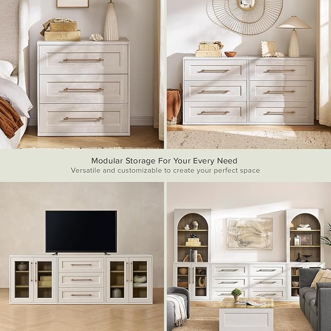 mopio Blake 3 Drawer Dresser for Bedroom, Chest of Drawers, Wood Dresser