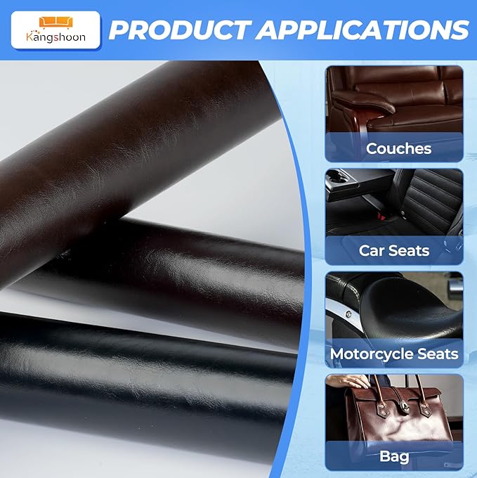 Kangshoon Leather Repair Patches, 3.5X79 Inch Self-Adhesive Leather Repair Tape