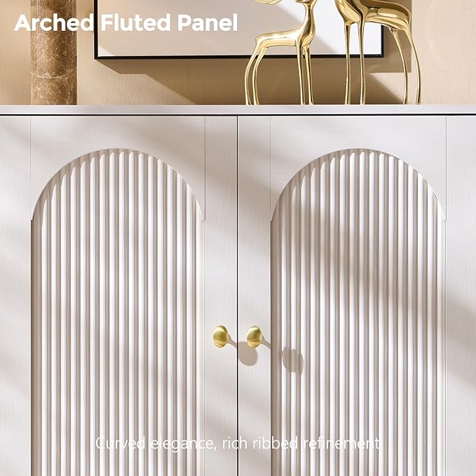 IFBUY Modern Sideboard Buffet Cabinet, 92.63" W Fluted Arched Buffet Cabinet