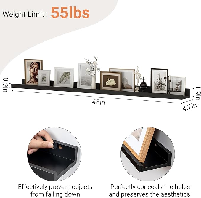 Floating Shelves for Wall, 48 inch Wood Floating Shelves Set of 2, Picture