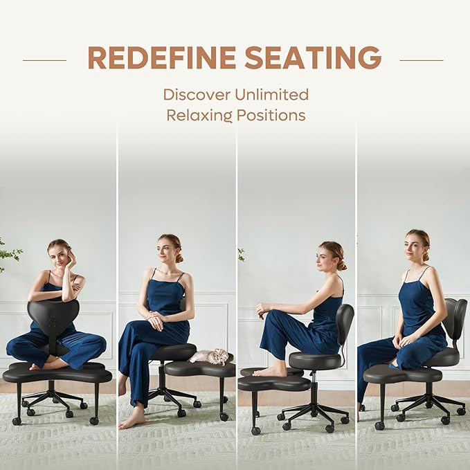 Pinmoco Ergonomic Cross Legged Chair, 360° Swivel Meditation Chair