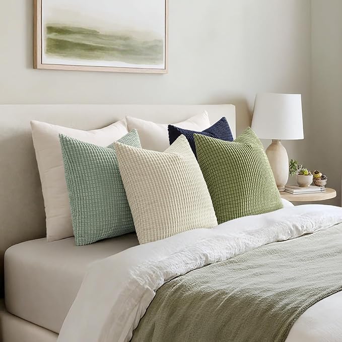 MIULEE Modern Farmhouse Decorative Spring Pillow Covers 18x18 Inch Set of 4