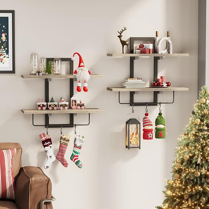 Creso hom Floating Shelves, Hanging Bathroom Shelves 2-Tier, Wall Mounted