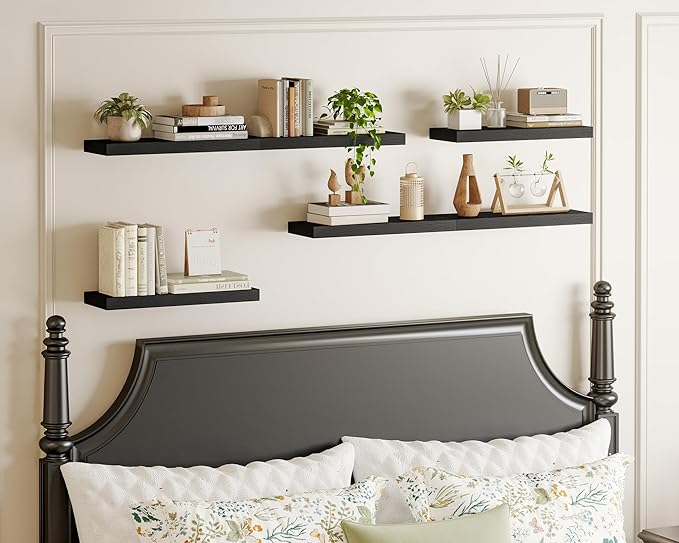 Fixwal Black Shelves, 15.7in Floating Shelves, Farmhouse Shelf Wall Decor