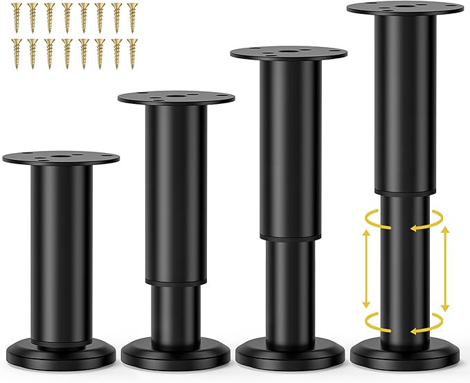 Wlrrcwdttc 4 Pcs Metal Adjustable Furniture Legs 4.72-7.87 inch, Adjustable