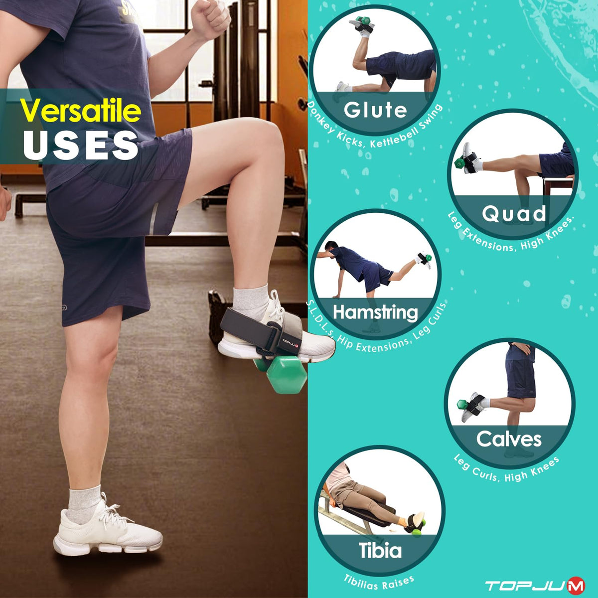 Original Dumbbell Foot Attachment, Dumbbell Attachment for Weight Lifting, Tibialis Trainer, Kettlebell Converter, Leg Equipment for Leg Curls, Hamstring Curls, Leg extensions