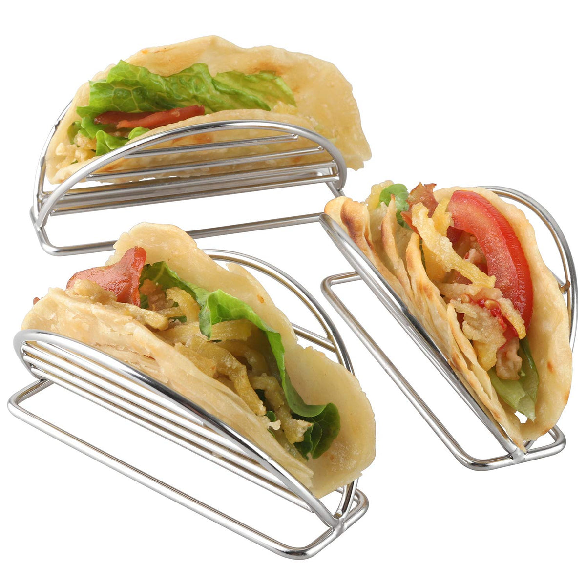 YellRin Taco Holders Stand Stainless Steel Taco Rack Tray Stand Up Holder Kitchen Set for Tortillas, Burritos, Parties & Restaurants (Taco Holder)