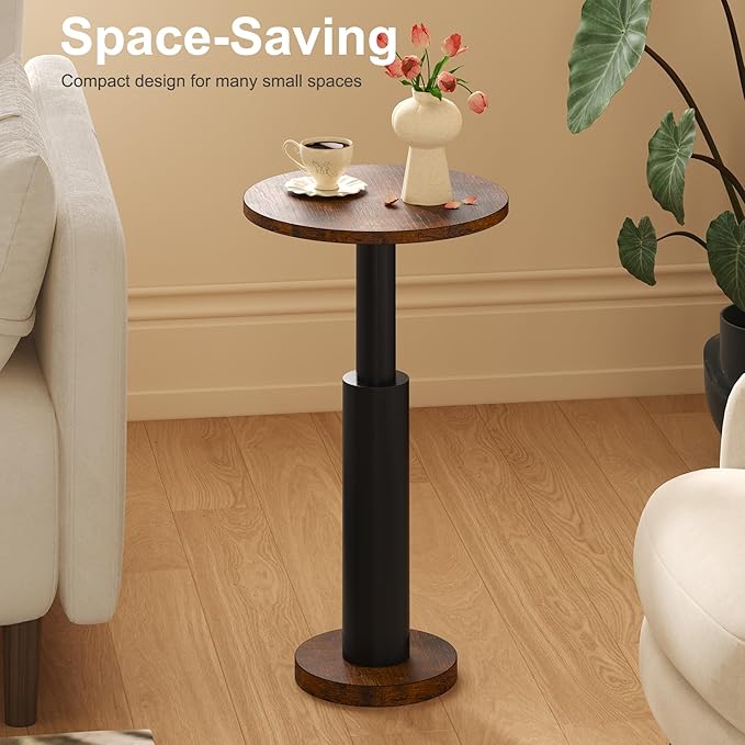 LAATOOREE Small Round Side Table, Accent Drink Coffee Table, Pedestal End Table