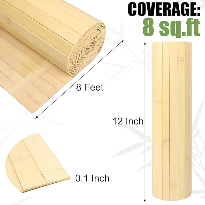 2 Pack Bamboo Wall Panel for Interior Wall Decor, Renewable Pole Wrap
