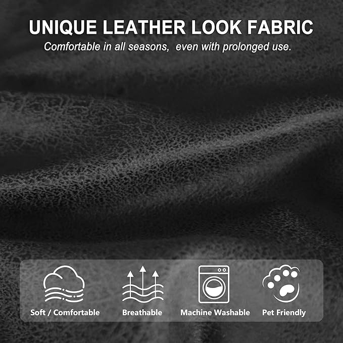 ANARACHON Leather Look Recliner Chair Covers, 4-Pieces Stretch Recliner Cover