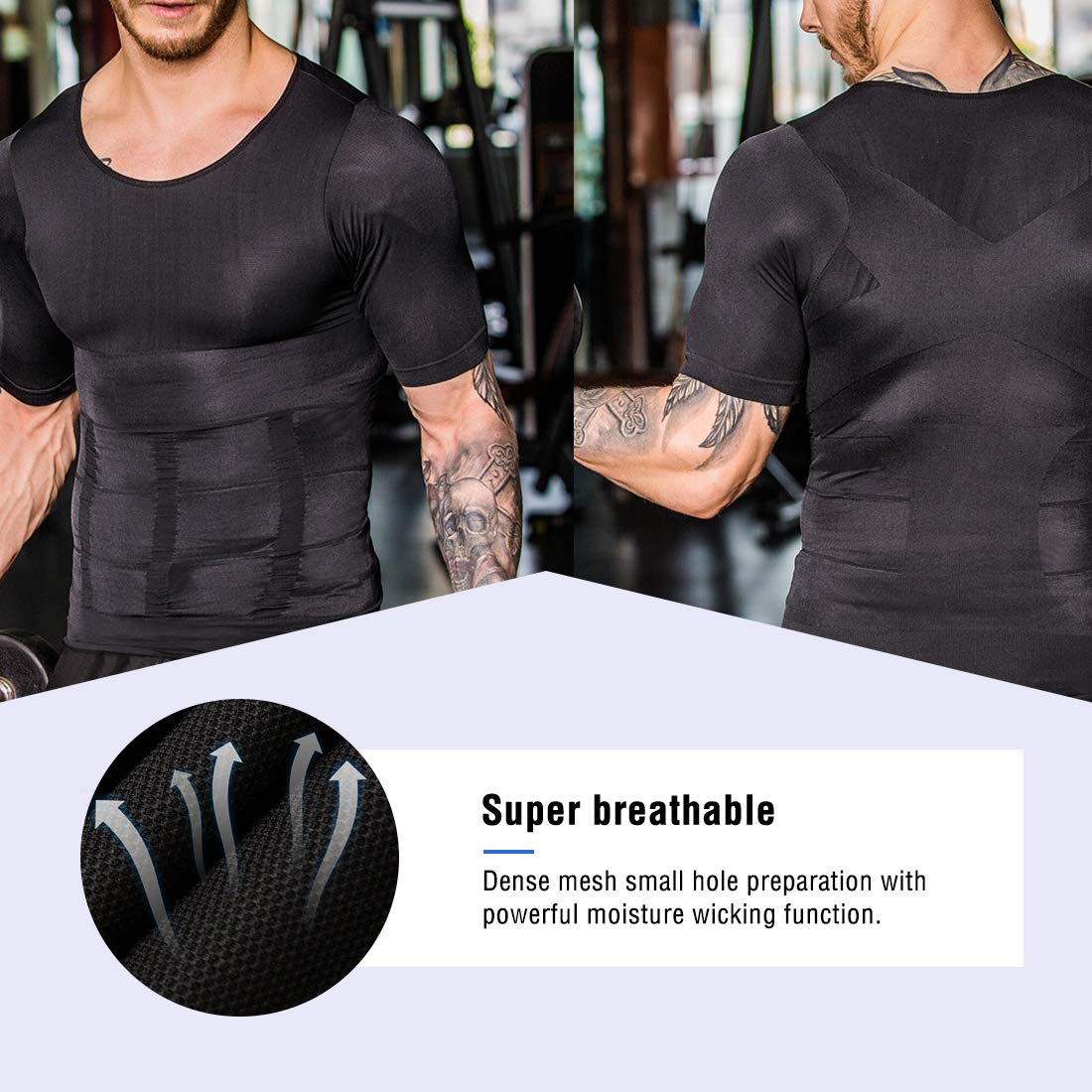 NonEcho Mens Slimming Body Shaper Seamless Compression Shirt Tummy Control Slimmer Shapewear Gynecomastia Undershirt