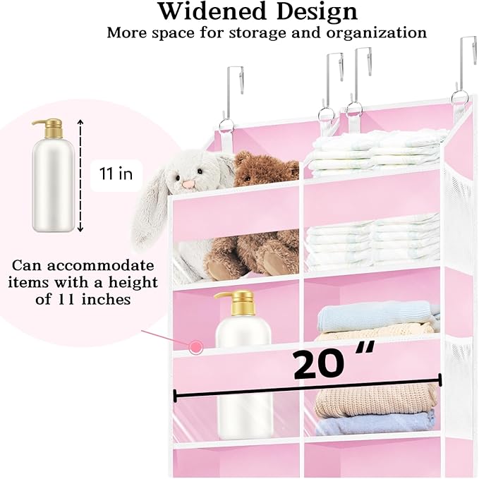 Ofiray-home Pink Over The Door Organizer 5 Tiers, Extra Large Behind Door