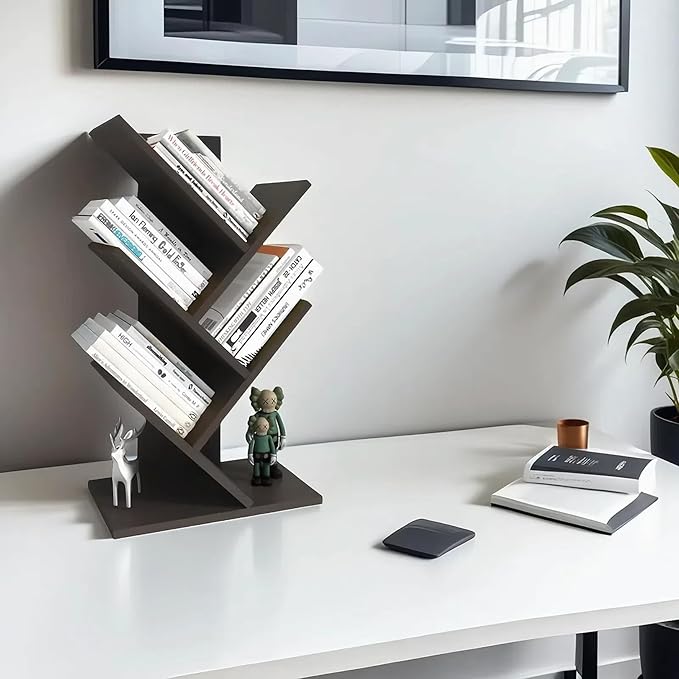 Godferyxin Book Tree Bookshelf, 5-Tier Wood Bookshelf Tree Bookcase
