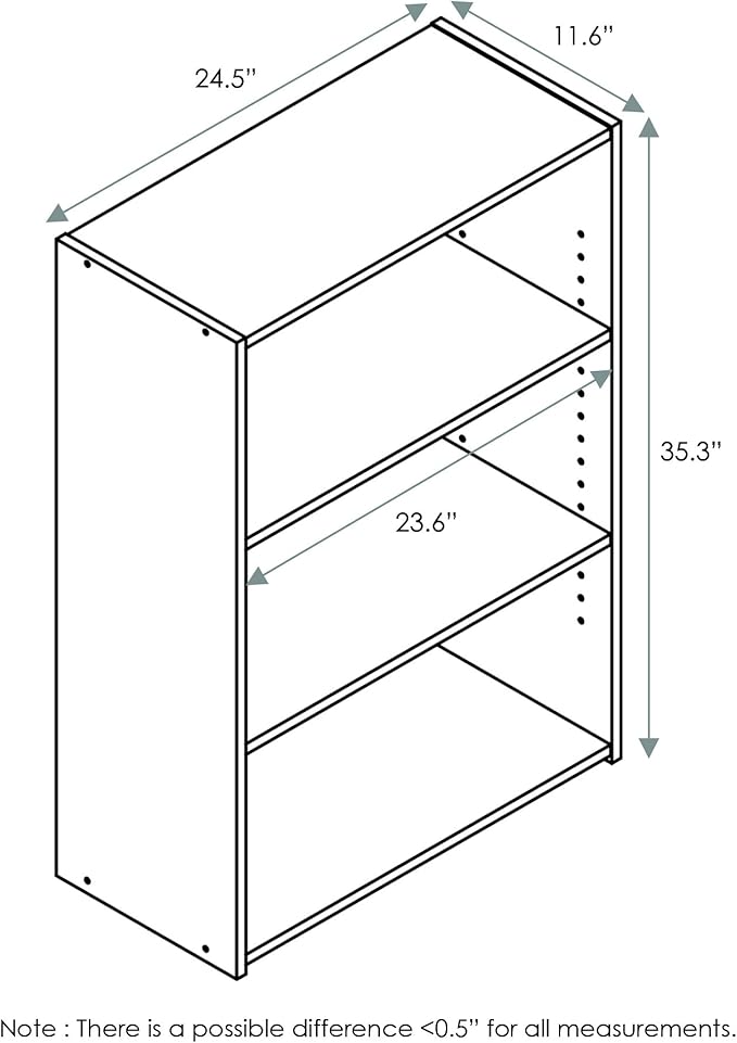Furinno WRIGHT Book Shelf, 3-Tier Modern Bookshelf, Bookcase