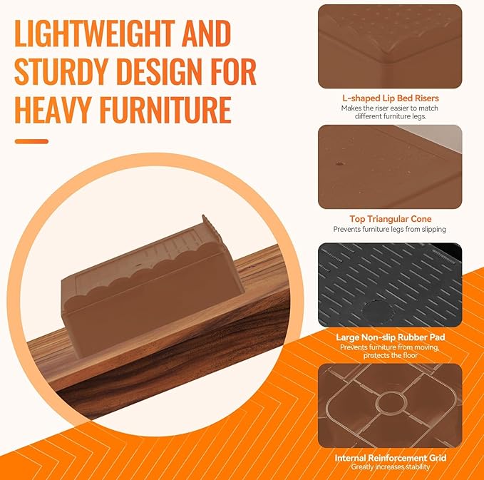 shouwuhho Furniture Risers, 8 Pack Bed Risers