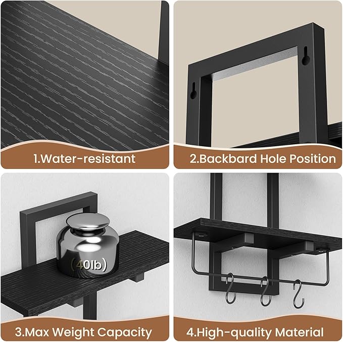 Creso hom Floating Shelves, Hanging Bathroom Shelves 2-Tier, Wall Mounted
