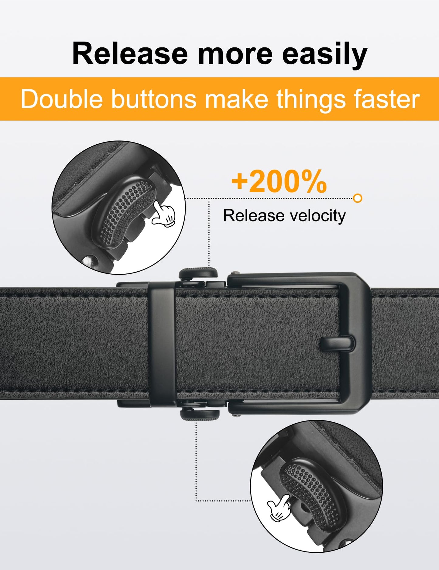 JUKMO 1.5" (38mm) Leather Ratchet Belt for Men in Gift Box (Black, Small)