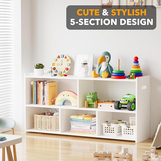 SpaceAid 5-Compartment Bookshelf, Montessori Bookcase