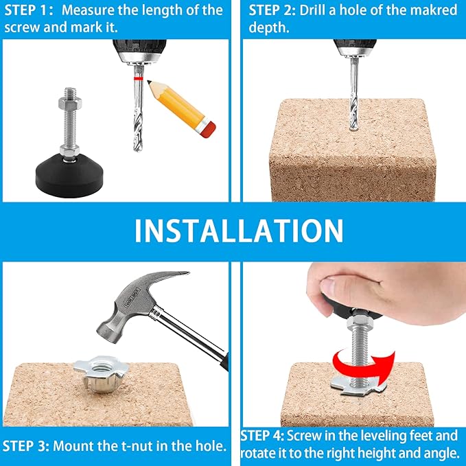 Luomorgo 4 Pcs M12 Leveling Feet