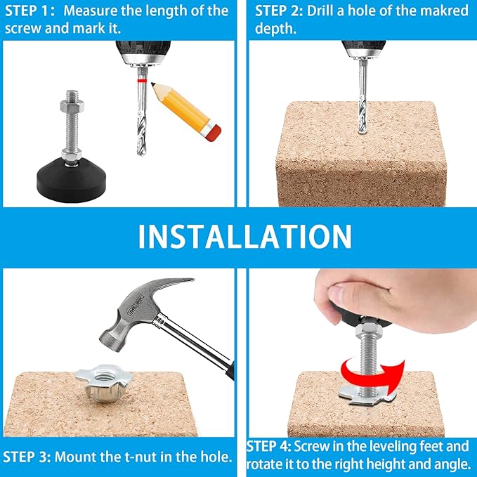 Luomorgo 4 Pcs M12 Leveling Feet