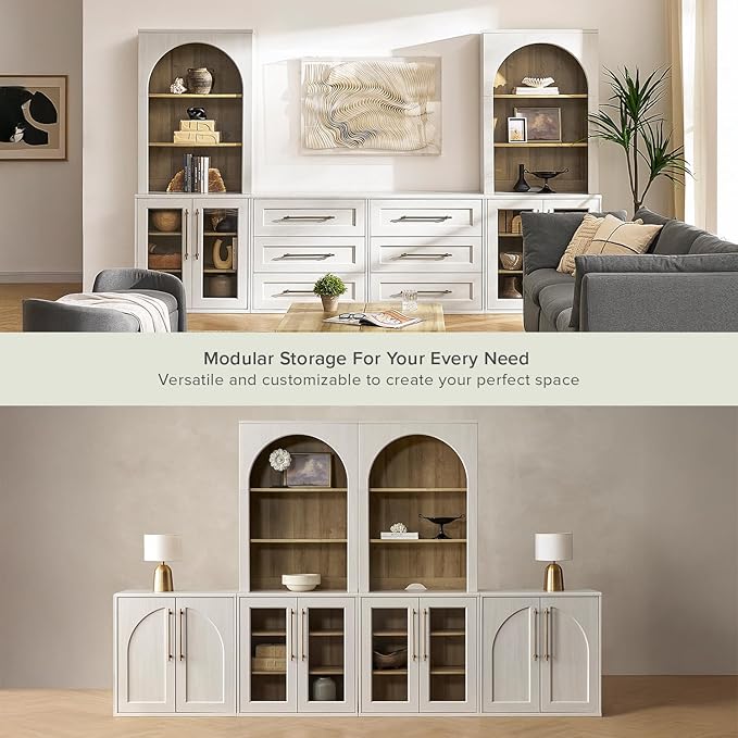 mopio Blake Tall Display Cabinet, Kitchen Buffet Pantry Cupboard, Trophy