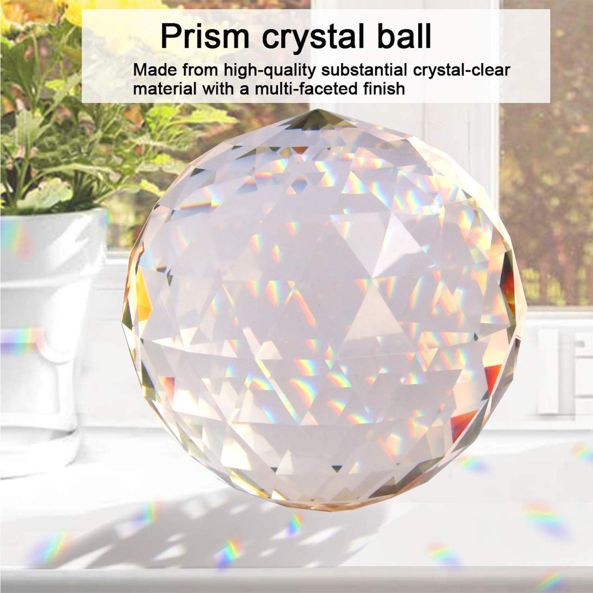 Tirifer Clear Glass Crystal Ball Prisms with Stand, Window Rainbow Maker Sphere Faceted Gazing Ball for Home Décor, Christmas, Wedding, Suncatcher (120mm/4.72in)