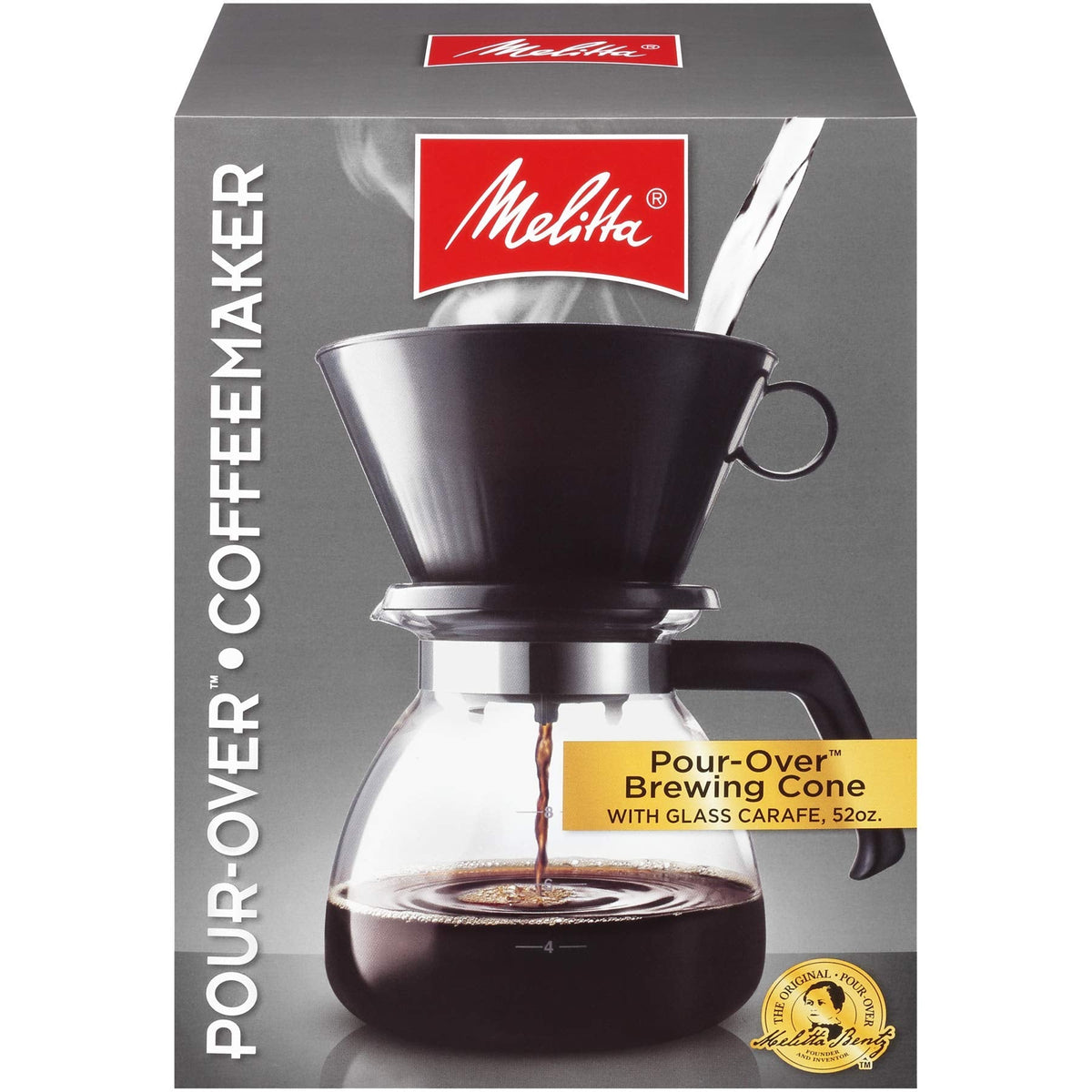 Melitta 52 oz. Pour-Over Coffee Brewer with Glass Carafe, Black