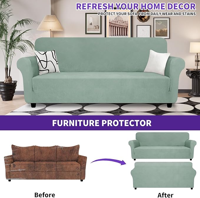 ZNSAYOTX Oversized Super Stretch Couch Cover, New Striped Sofa Covers