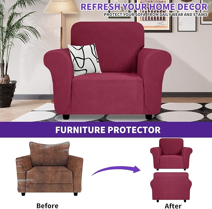 ZNSAYOTX Super Stretch Chair Slipcover, New Striped Sofa Chair Covers