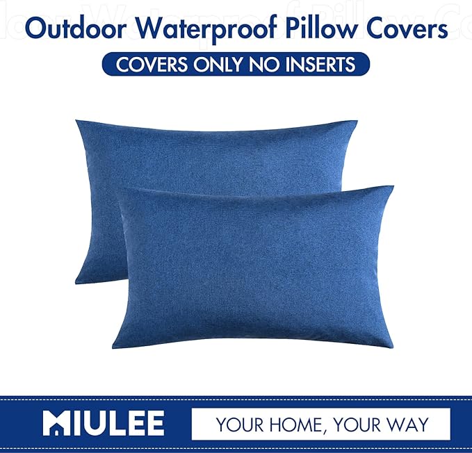 MIULEE Pack of 2 Decorative Outdoor Solid Waterproof Throw Pillow Covers Faux