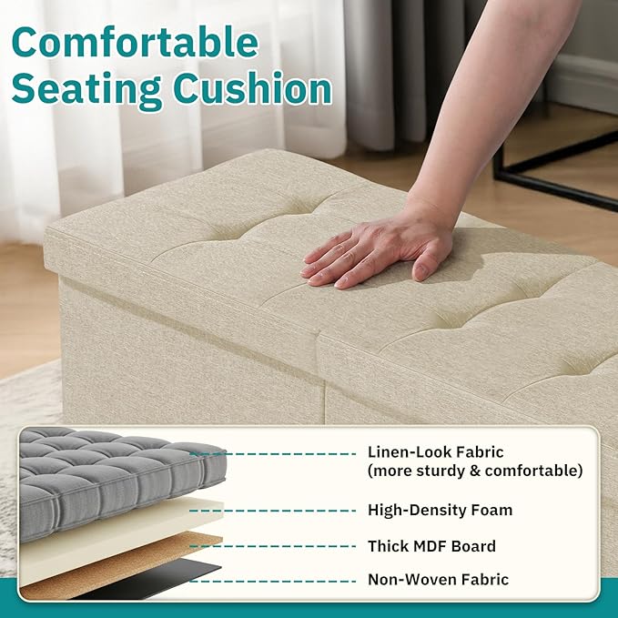 35-INCH Storage Ottoman Bench, Footrest