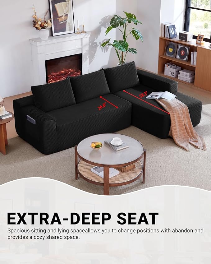 97" Cloud Sectional Couch, Modern Modular Sectional Sofa