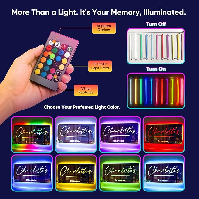 VEELU Personalized Mirror Light Custom Alphabet Name LED Night Light Lamp