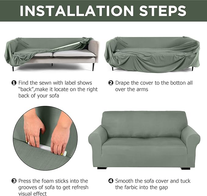 Peryiter 2 Pcs Sofa Covers Couch and Loveseat Covers Set Stretch Sofa Slipcover