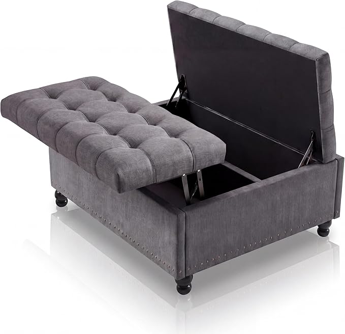 Garvee 36'' Large Square Storage Ottoman, Lift Top Storage Ottoman Coffee Table