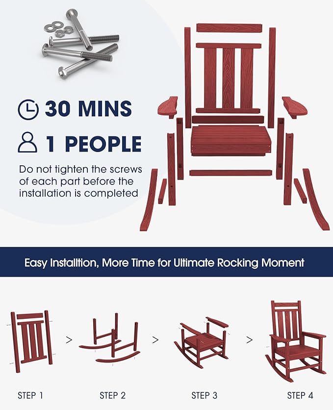 KINGYES Oversized Outdoor Rocking Chair, All-Weather Patio Rocking Chairs