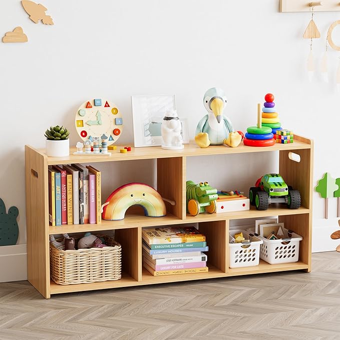 SpaceAid 5-Compartment Bookshelf, Montessori Bookcase