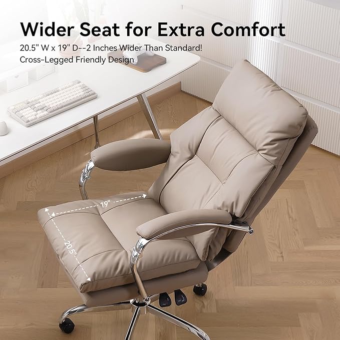 LEAGOO Office Chair with Foot Rest, Executive Reclining Office Chairs with Arms