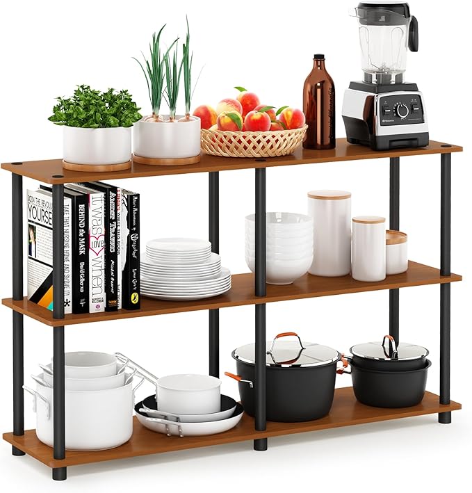 Furinno TURN-N-TUBE Storage Shelves, 3-Tier 47.4 Wide Book Shelf, Corner Shelf