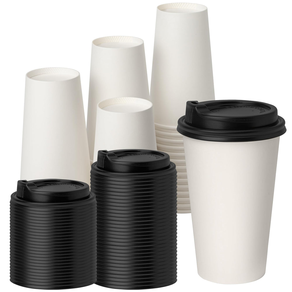 YEEHAW 100 Pack 16 oz Disposable Coffee Cups with Lids, Heat & Leak-proof Paper Cups, to Go Coffee Cups for Hot & Cold Beverage