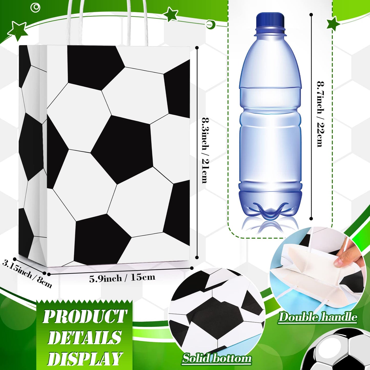 TaoBary 24 Pieces Sports Party Favor Bags Soccer Baseball Goodie Gift Bag with Handles for Football Basketball Baseball Sports Birthday Baby Shower Party Supplies Decoration